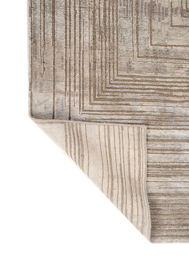 uvenuti beige and brown wool and bamboo silk hand knotted Rug - Perspective