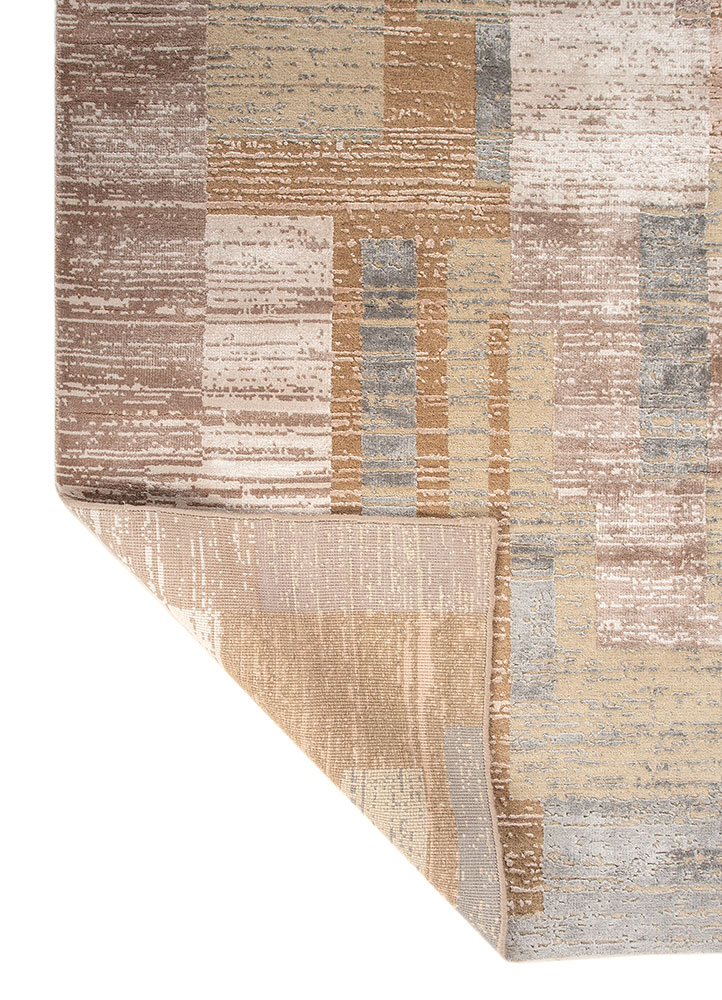 blythe beige and brown wool and bamboo silk hand knotted Rug - Perspective