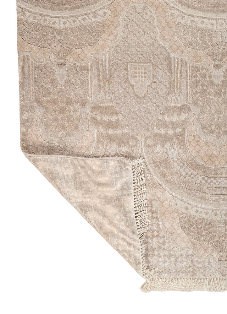 khidki ivory wool and bamboo silk hand knotted Rug - Perspective