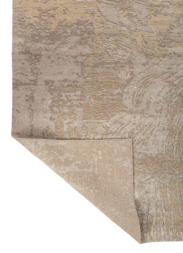 aprezo beige and brown wool and bamboo silk hand knotted Rug - Perspective