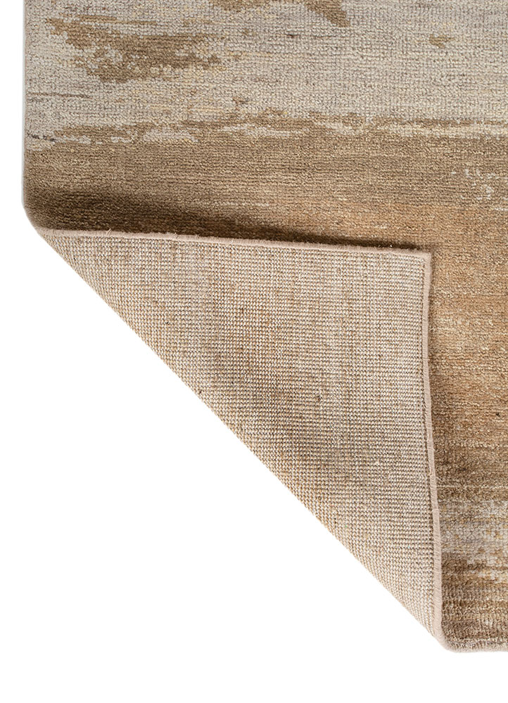 entropy beige and brown wool hand knotted Rug - Perspective