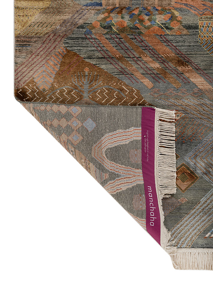 manchaha green silk hand knotted Rug - Perspective