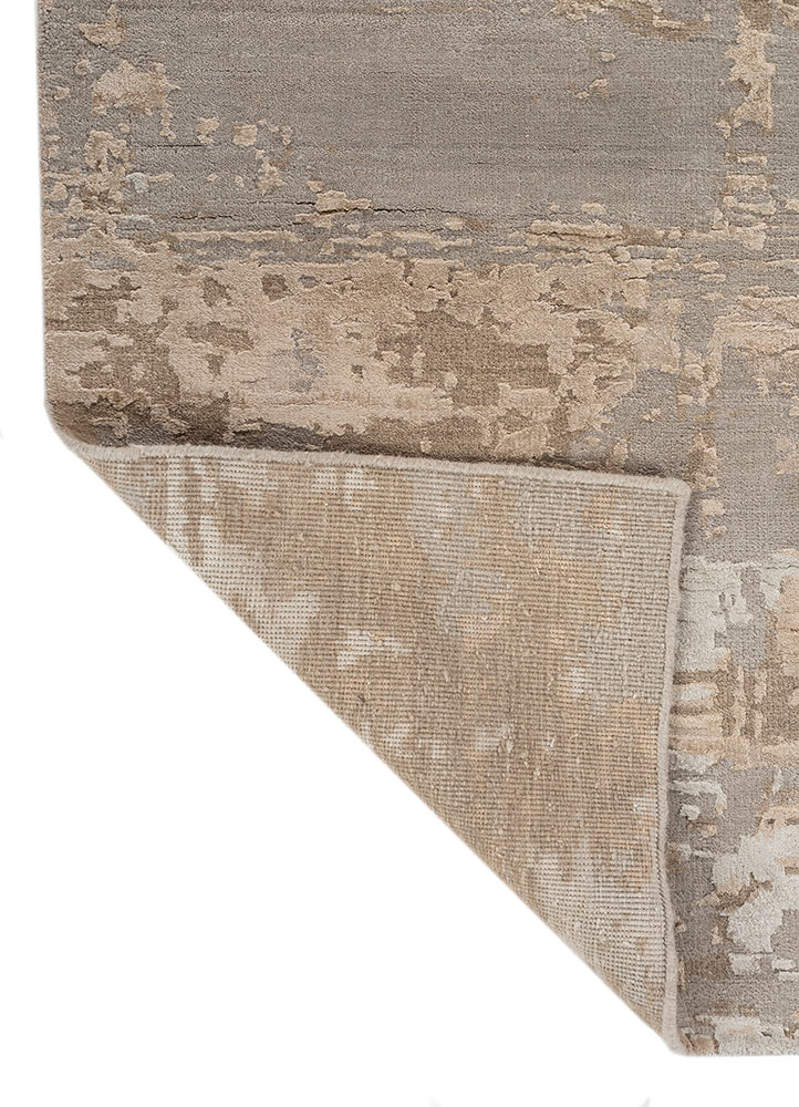 chaos theory by kavi grey and black wool and bamboo silk hand knotted Rug - Perspective