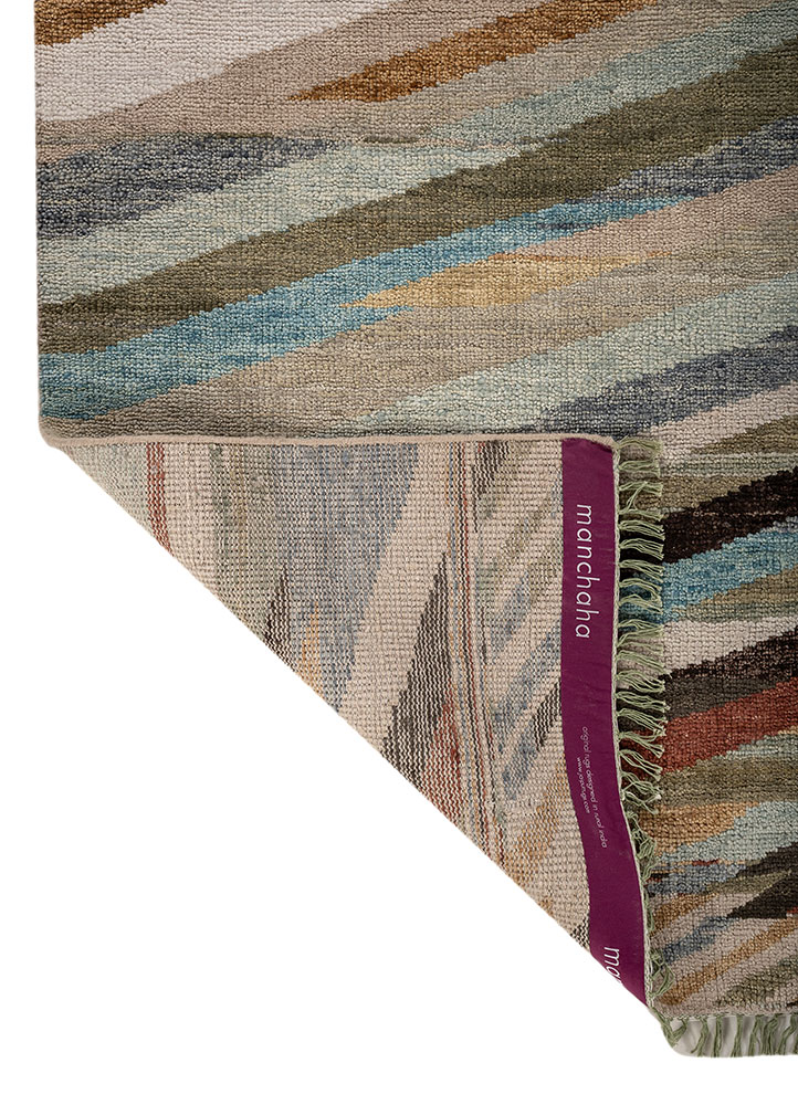 manchaha beige and brown wool hand knotted Rug - Perspective