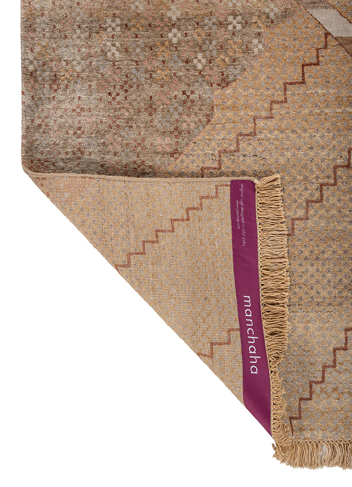manchaha gold wool and silk hand knotted Rug - Perspective