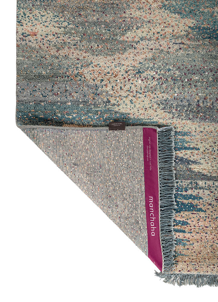 kavi x manchaha blue wool hand knotted Rug - Perspective