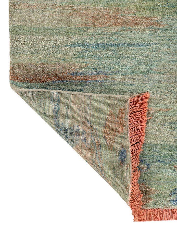 kavi x manchaha blue wool hand knotted Rug - Perspective