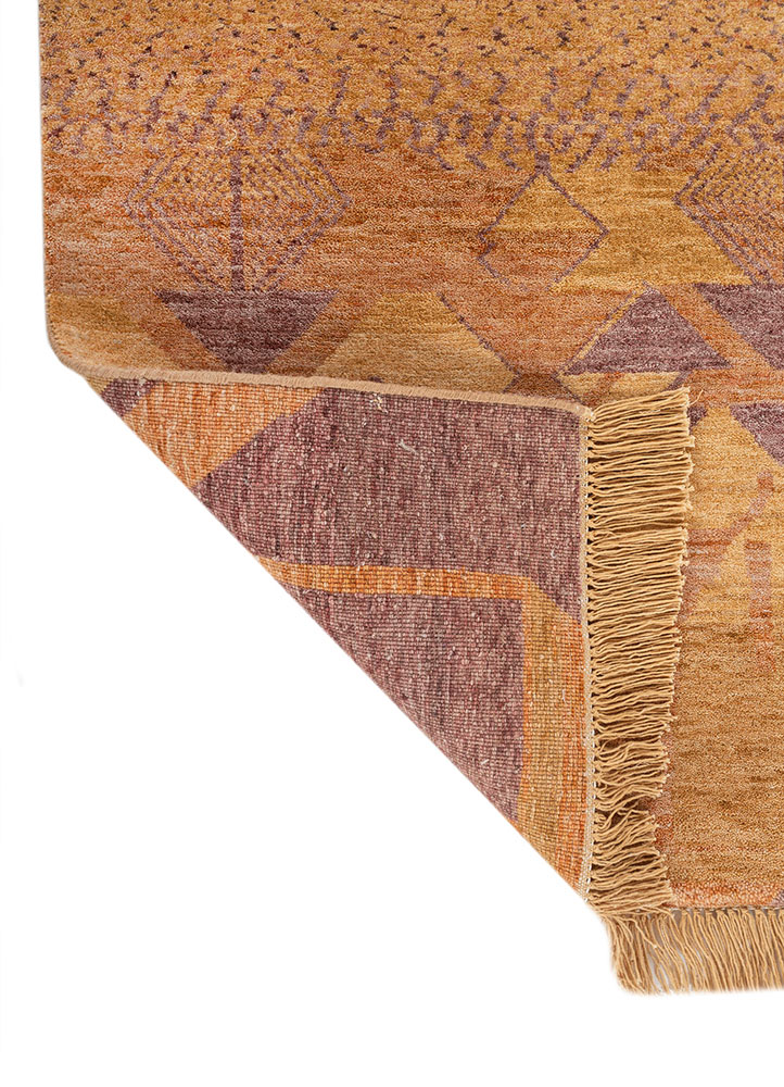 kavi x manchaha gold wool hand knotted Rug - Perspective