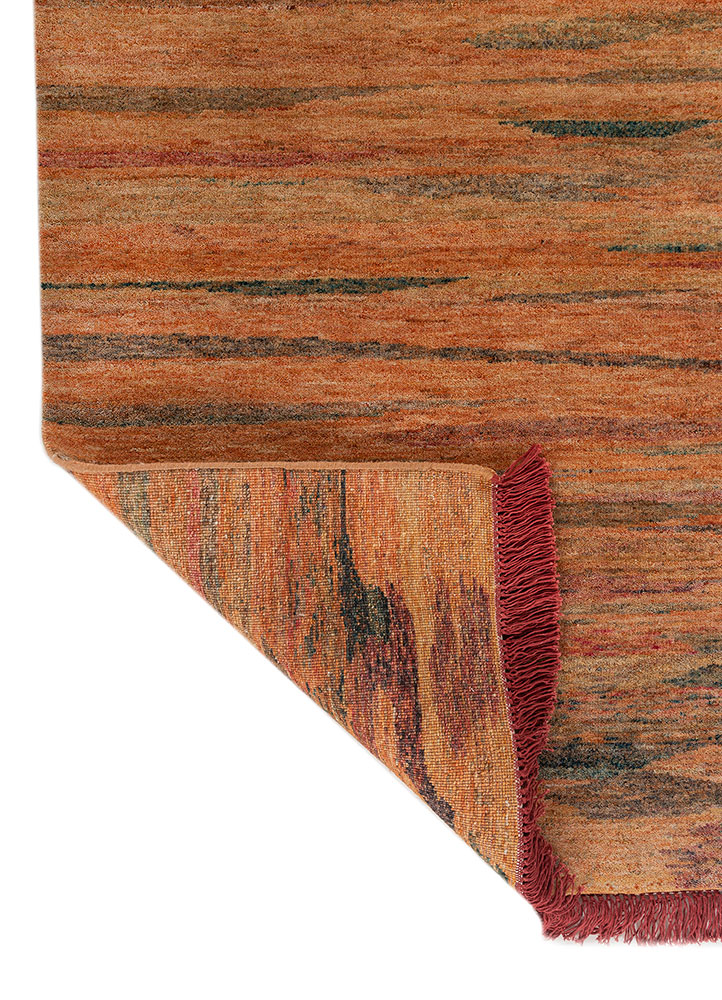 kavi x manchaha red and orange wool hand knotted Rug - Perspective