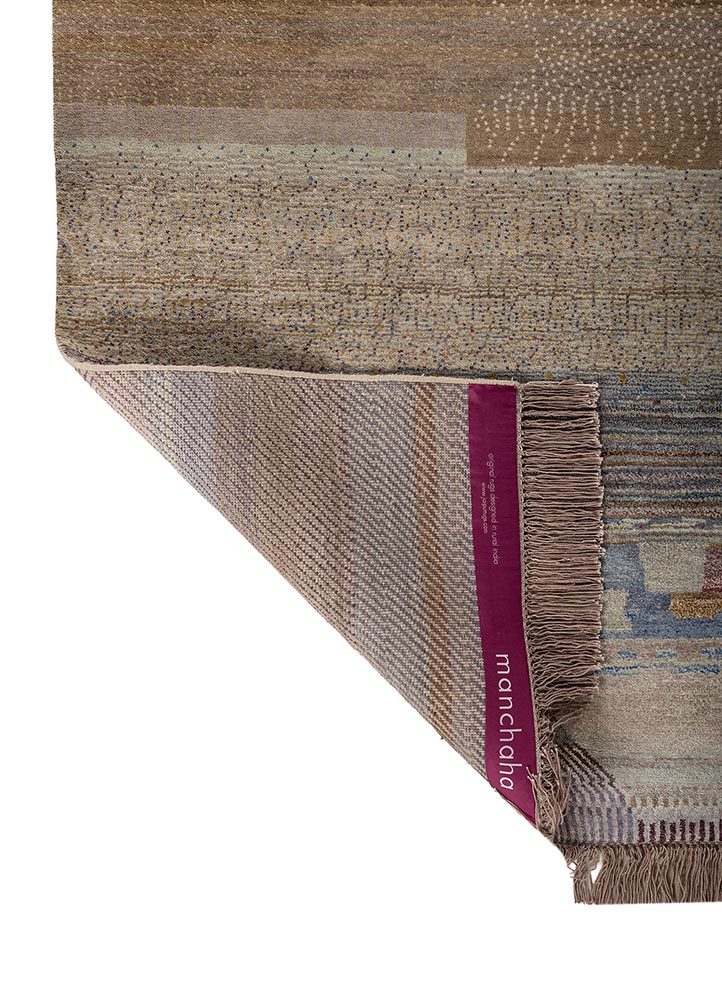 kavi x manchaha grey and black wool and bamboo silk hand knotted Rug - Perspective