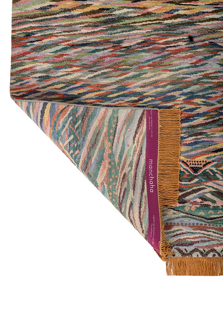 kavi x manchaha beige and brown wool hand knotted Rug - Perspective