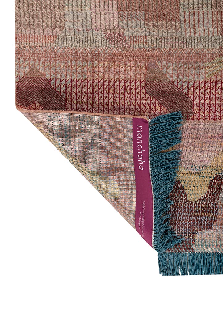 kavi x manchaha pink and purple wool hand knotted Rug - Perspective