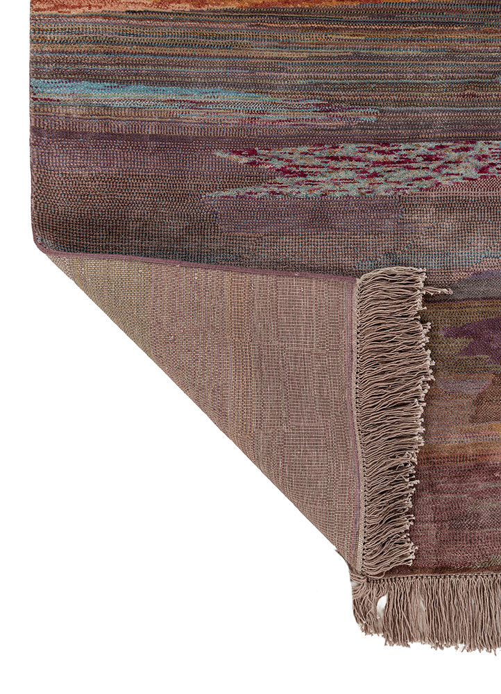 kavi x manchaha red and orange wool and silk hand knotted Rug - Perspective