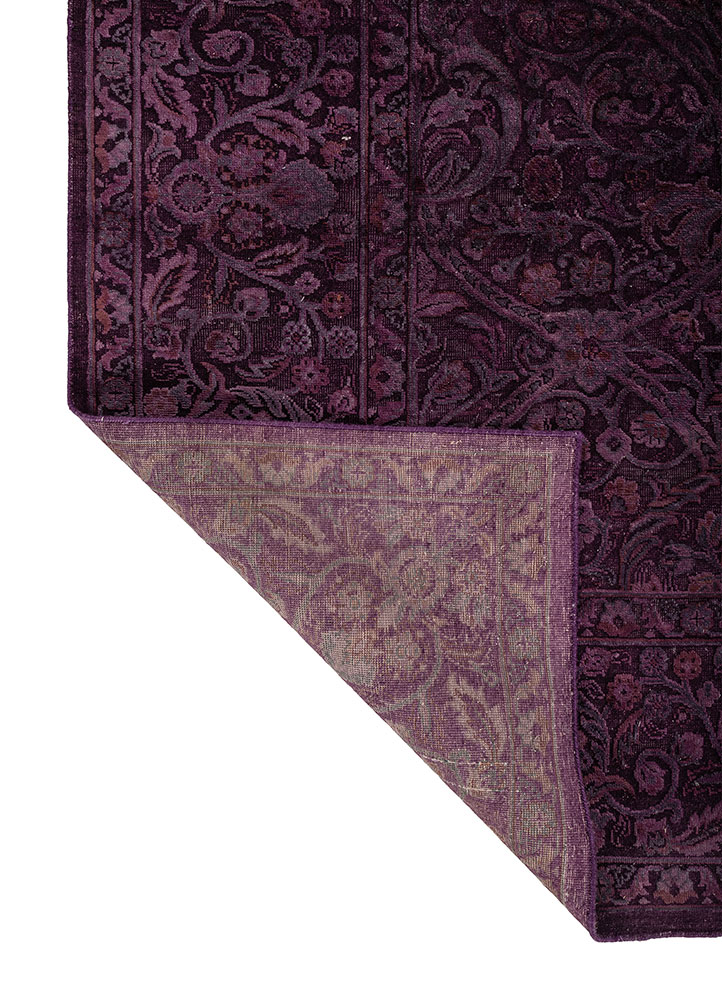 lacuna pink and purple wool and silk hand knotted Rug - Perspective