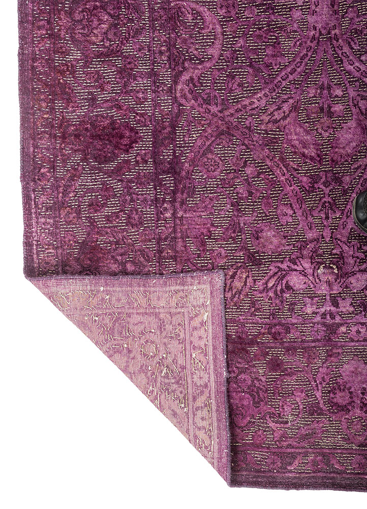 lacuna pink and purple wool and silk hand knotted Rug - Perspective