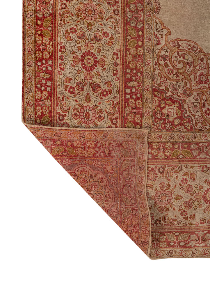 aalam red and orange wool hand knotted Rug - Perspective