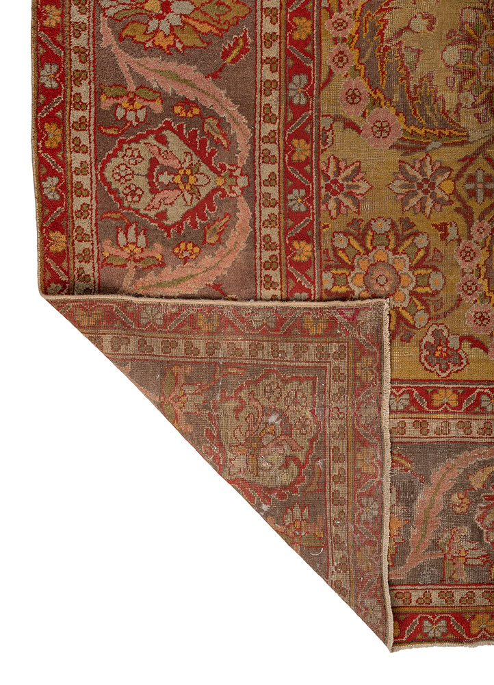aalam red and orange wool hand knotted Rug - Perspective