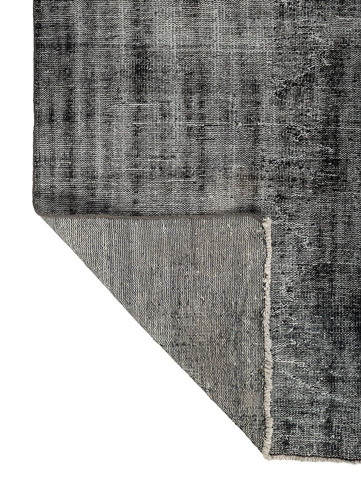 vintage grey and black wool hand knotted Rug - Perspective