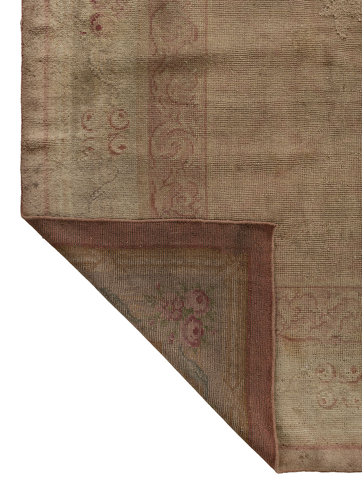 aalam beige and brown wool hand knotted Rug - Perspective