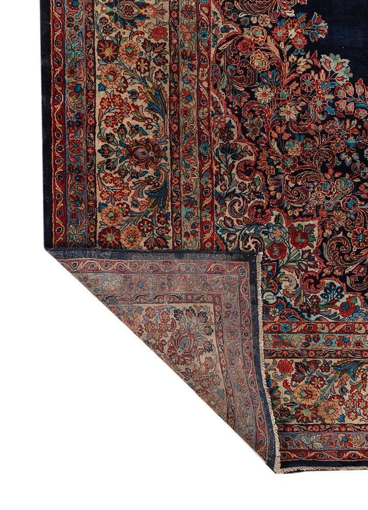 aalam blue wool hand knotted Rug - Perspective