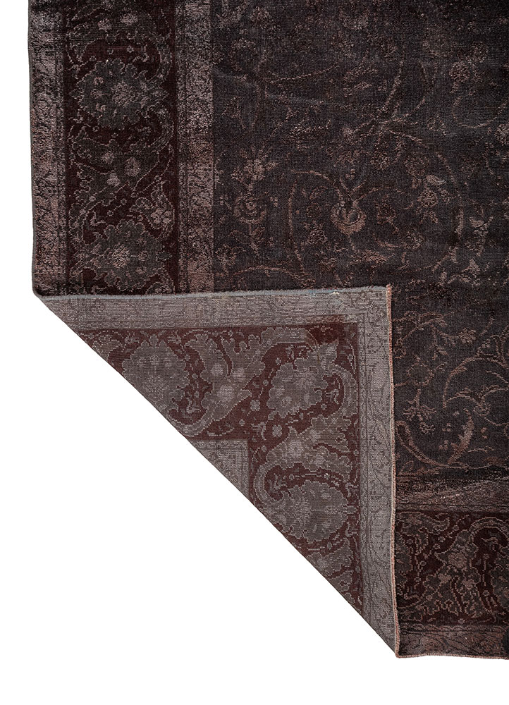 aurora red and orange wool and silk hand knotted Rug - Perspective