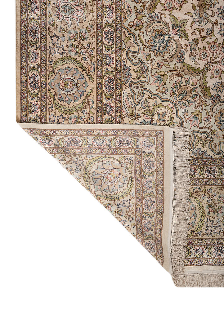 gulmarg green silk hand knotted Rug - Perspective