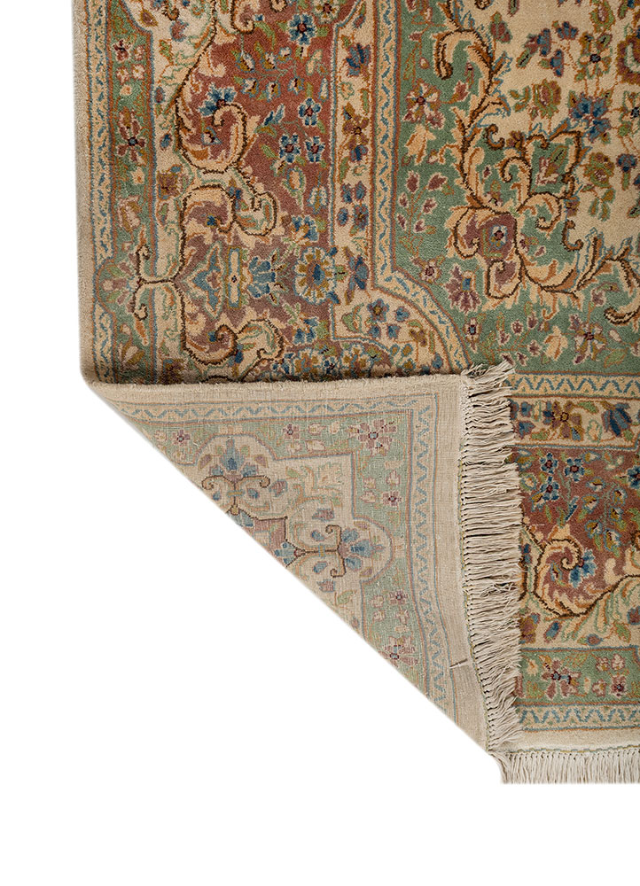 aalam green wool hand knotted Rug - Perspective
