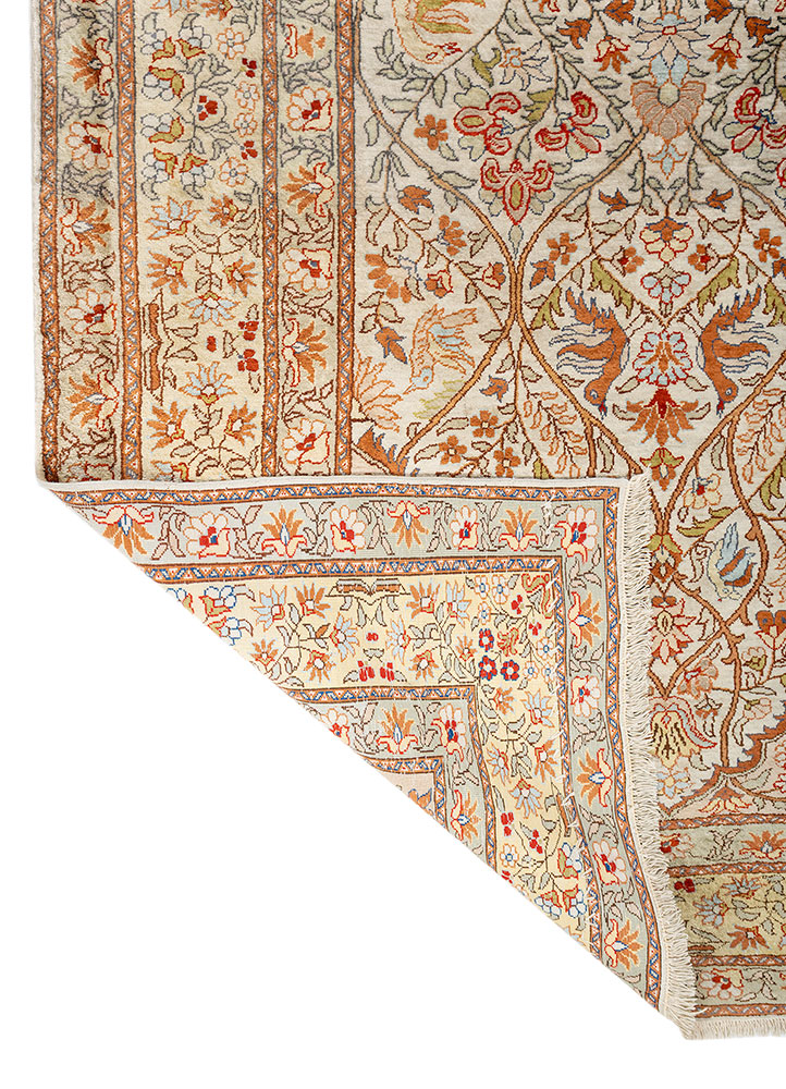 gulmarg gold silk hand knotted Rug - Perspective