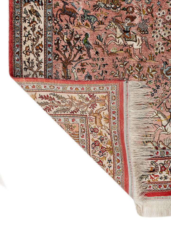 gulmarg red and orange silk hand knotted Rug - Perspective