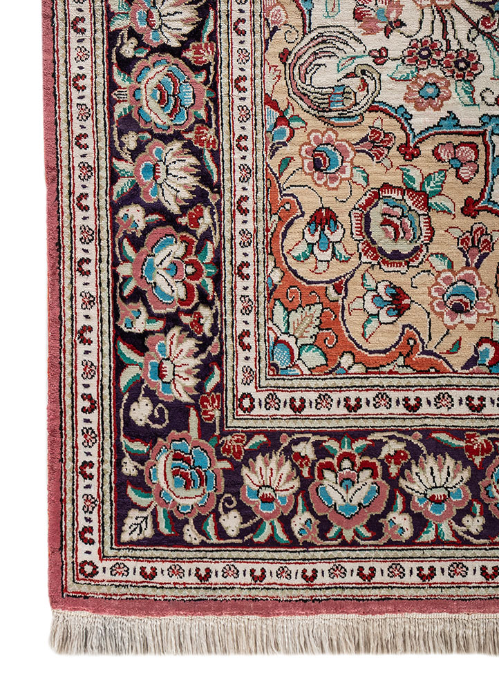 gulmarg red and orange silk hand knotted Rug - Perspective
