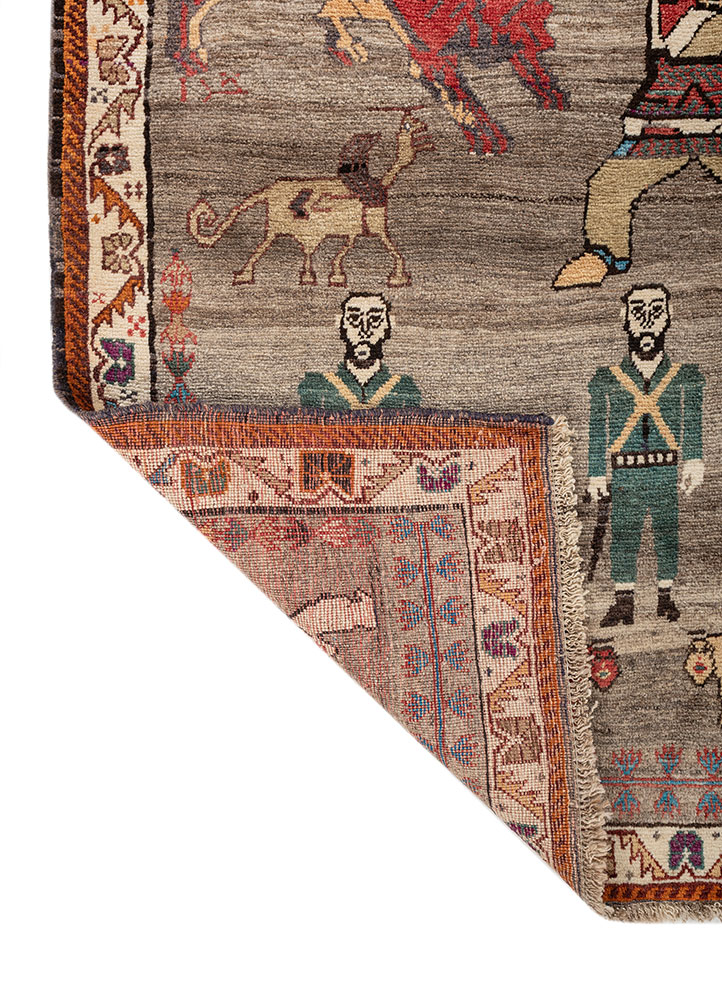aalam pink and purple wool hand knotted Rug - Perspective