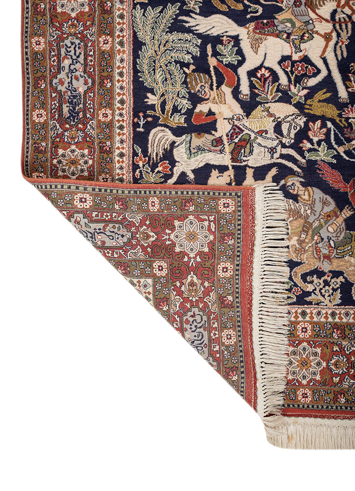 aalam blue wool hand knotted Rug - Perspective