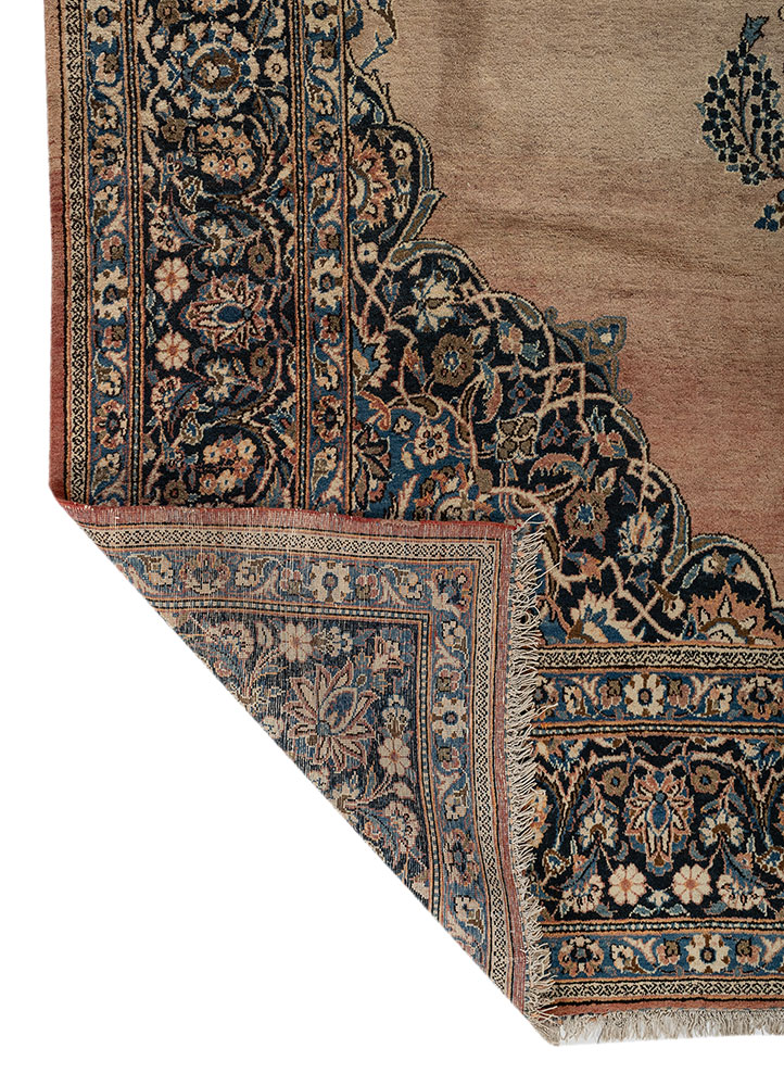 aalam blue wool hand knotted Rug - Perspective