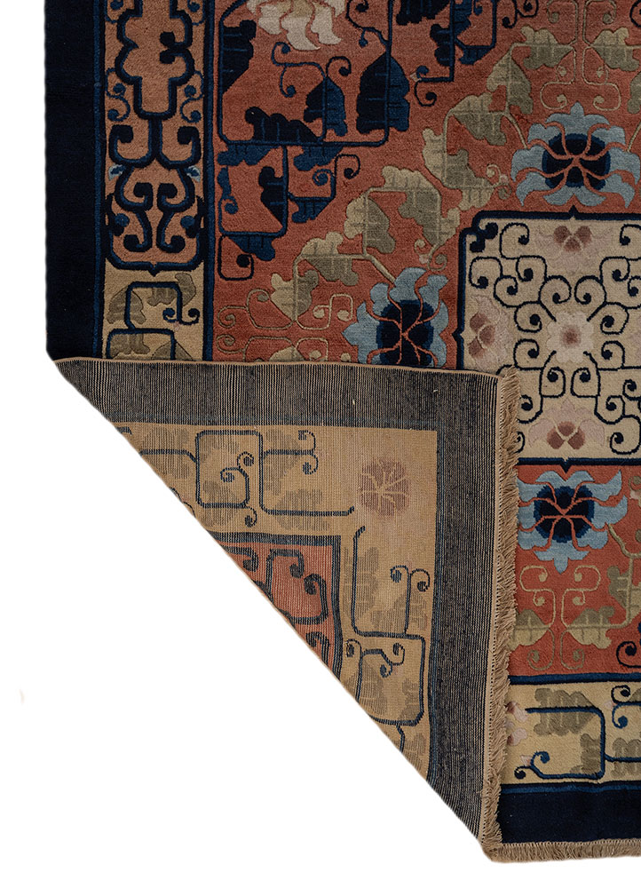 aalam blue wool hand knotted Rug - Perspective