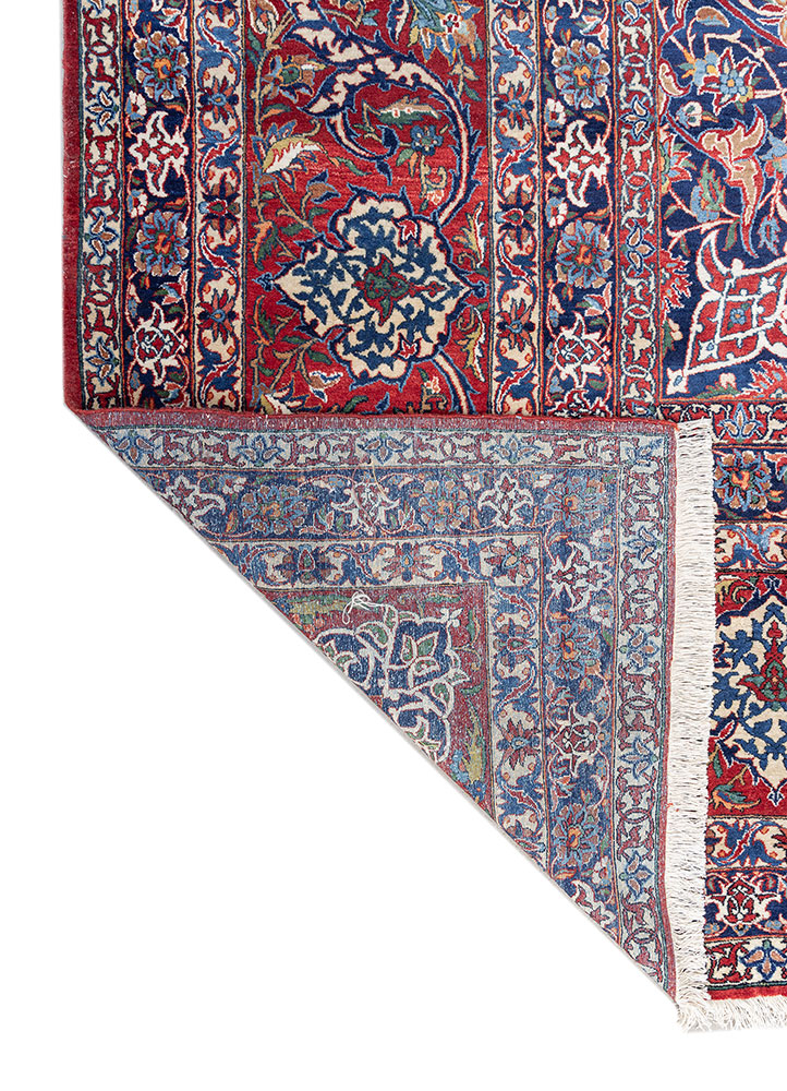 aalam red and orange wool hand knotted Rug - Perspective