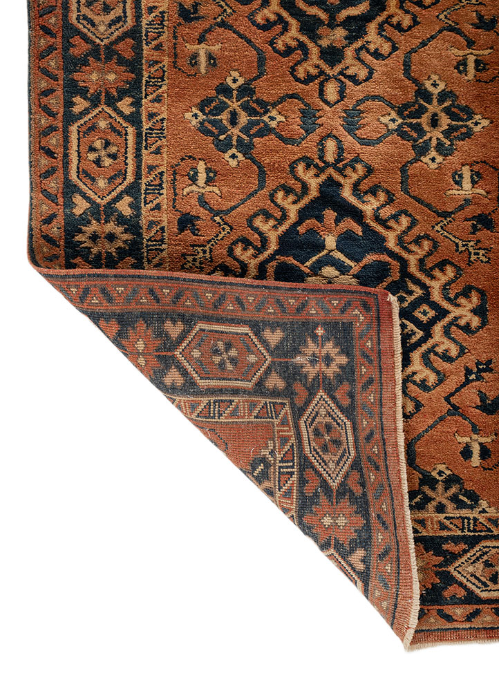 nuray red and orange wool hand knotted Rug - Perspective