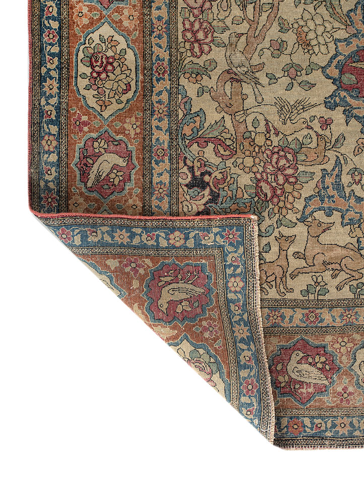 aalam red and orange wool hand knotted Rug - Perspective