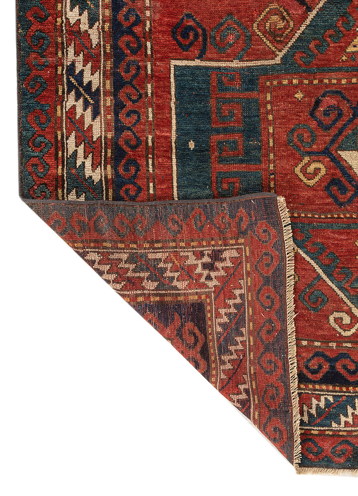 aalam red and orange wool flat weaves Rug - Perspective