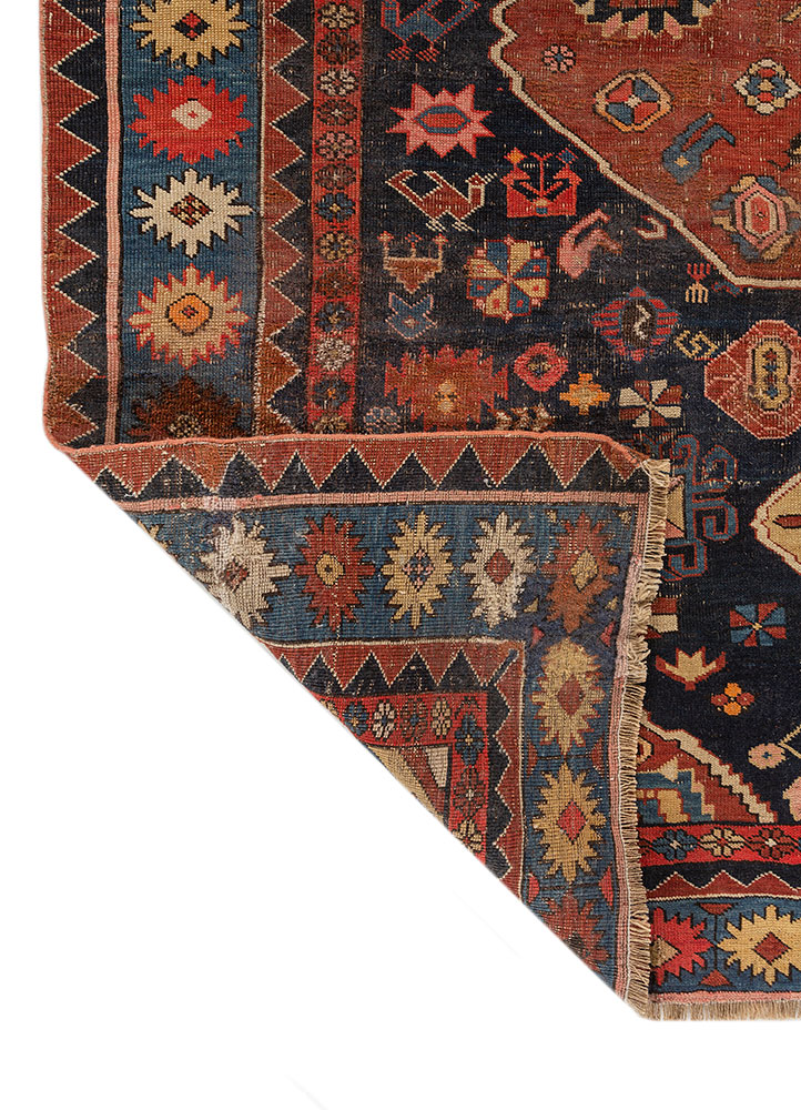 aalam blue wool hand knotted Rug - Perspective