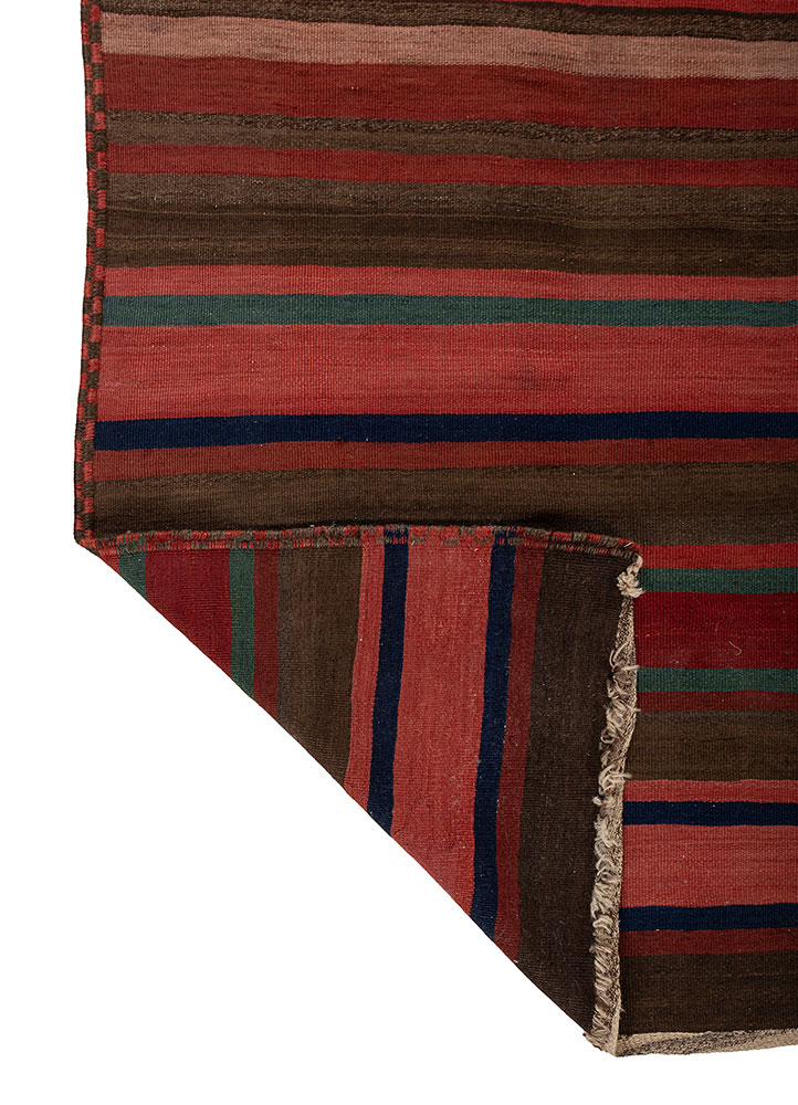nayaab beige and brown wool flat weaves Rug - Perspective