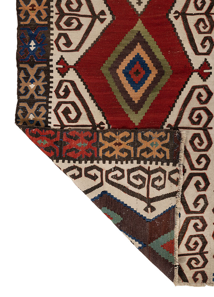 nayaab red and orange wool flat weaves Rug - Perspective