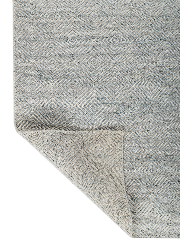 abrash blue wool flat weaves Rug - Perspective