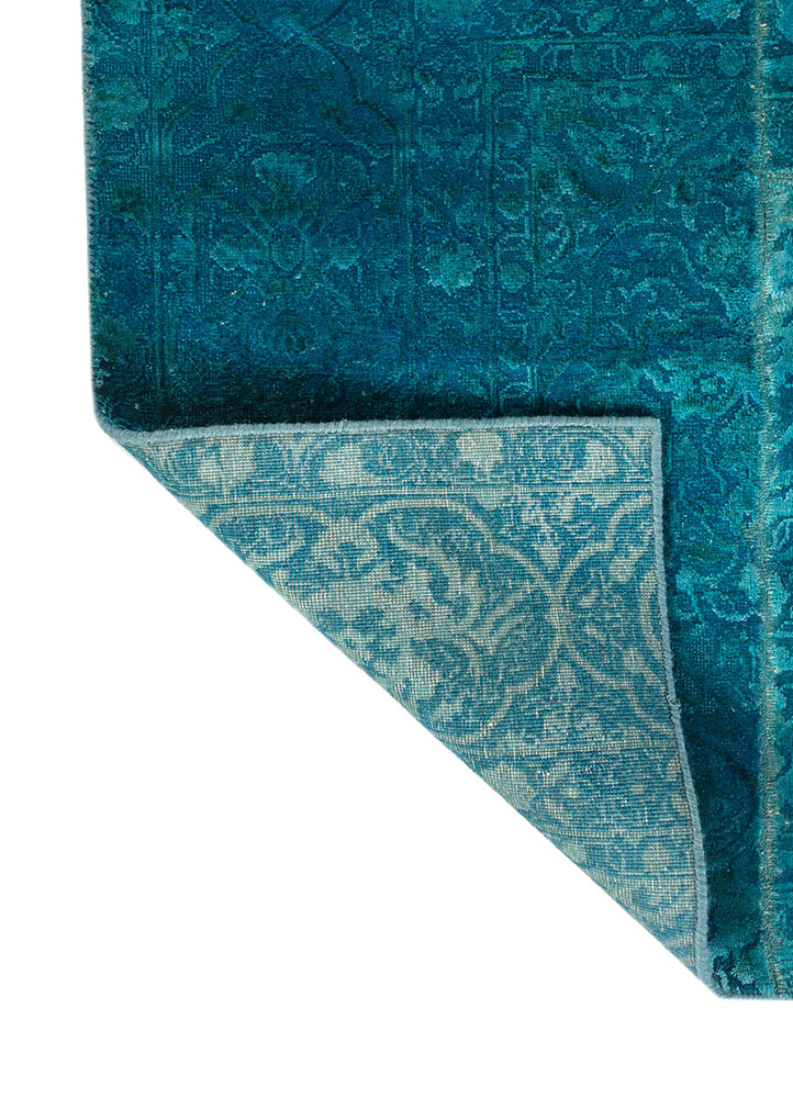 provenance blue wool and silk hand knotted Rug - Perspective