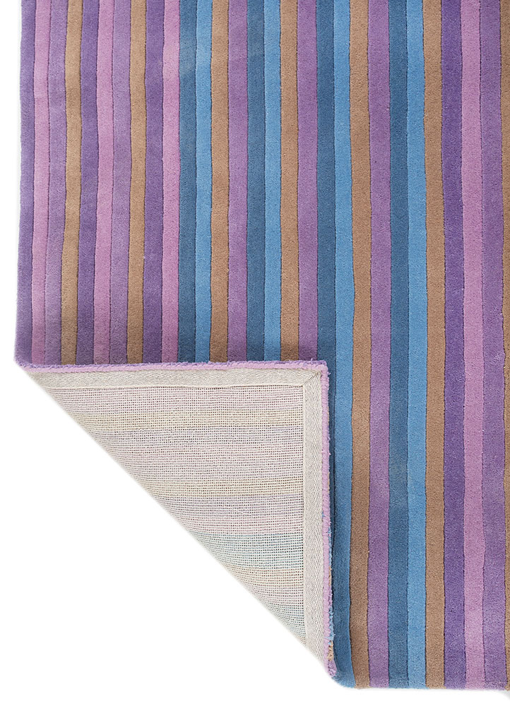 linear beige and brown wool hand tufted Rug - Perspective