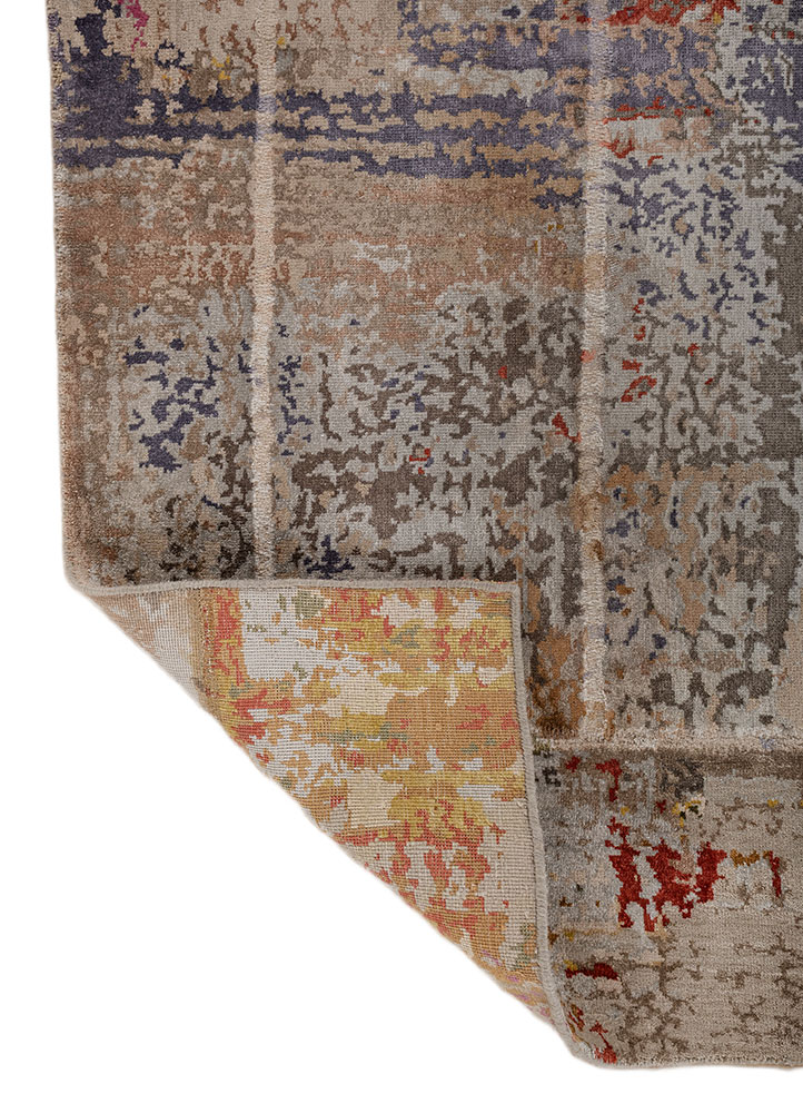 provenance blue wool and bamboo silk hand knotted Rug - Perspective