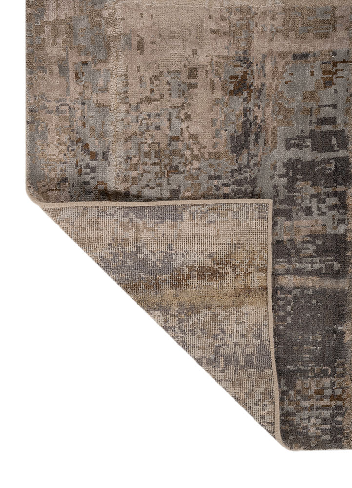 provenance blue wool and bamboo silk hand knotted Rug - Perspective