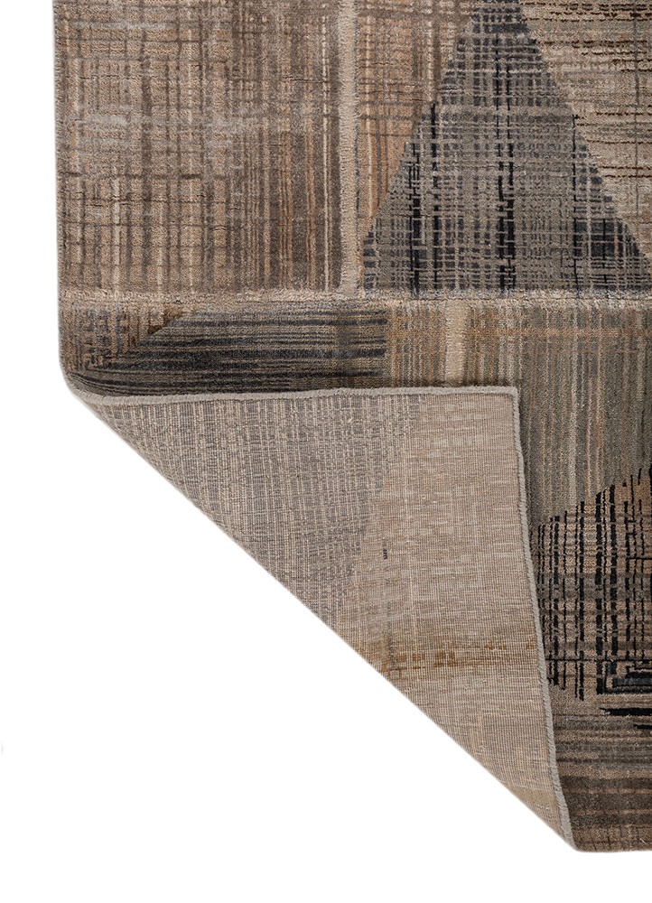 provenance blue wool and bamboo silk hand knotted Rug - Perspective