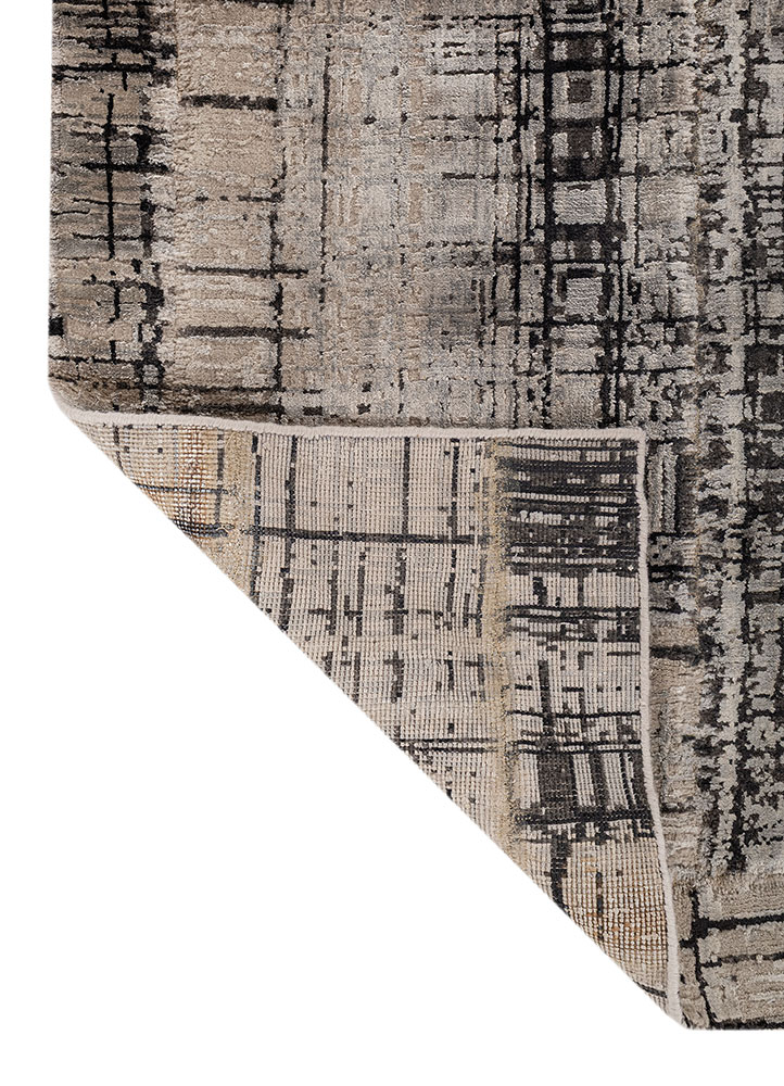 provenance grey and black wool and bamboo silk hand knotted Rug - Perspective