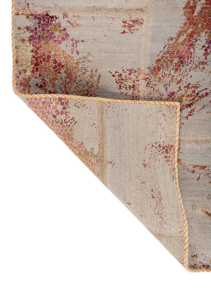 provenance blue wool and bamboo silk hand knotted Rug - Perspective