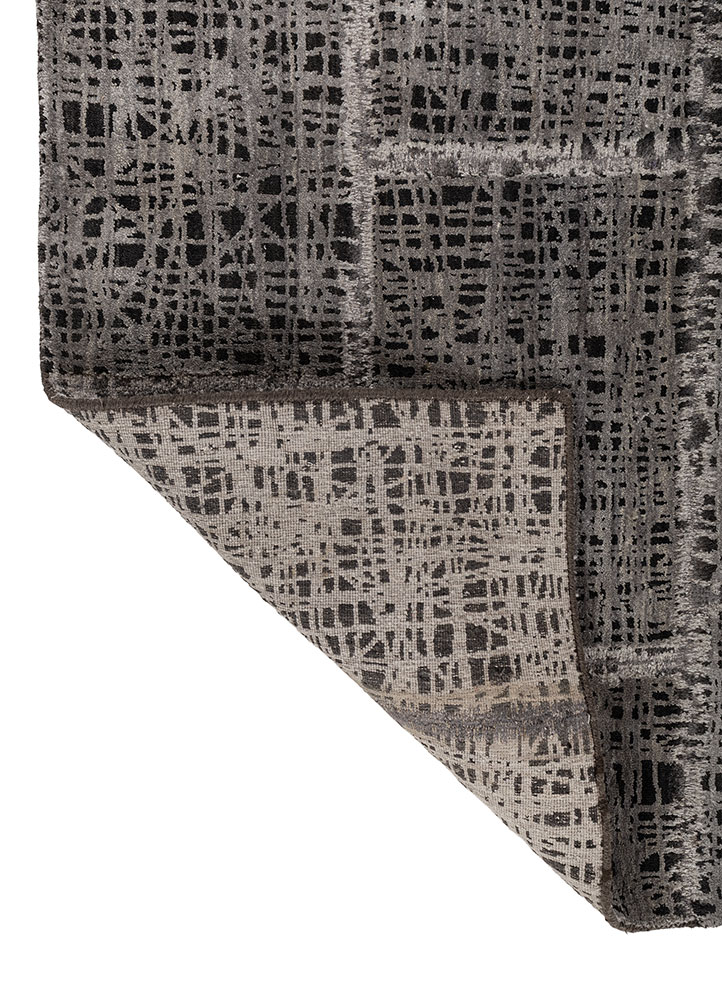 provenance blue wool and bamboo silk hand knotted Rug - Perspective